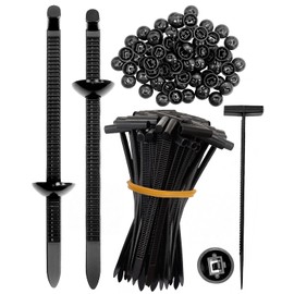 Upgraded Nylon Universal Cable Tie Buckle, Zipper Clips for Cars, Heavy-Duty Self-Locking Zip Ties Rivet with Pin & Button Lock, Automotive Zip Tie Buckle for Car Daily Repair, Auto, Fender (100pcs)