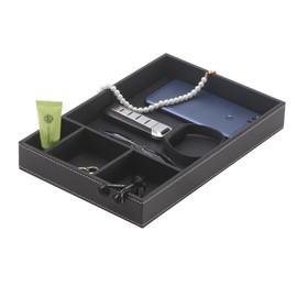 SYRWDXTX Guestroom Decoration Tray, Nightstand or Dresser Organizer, Valet Tray, Nightstand Organizer, 4 Compartments,PU Leather Drawer Storage Organizer Decorative Trays.