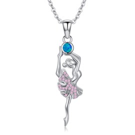 POTOPYY Ballerina Necklace for Women 925 Sterling Silver Ballet Jewelry for Women Dance Pendant Necklace Birthday Christmas Ballet Recital Gifts for Mom Daughter Friends