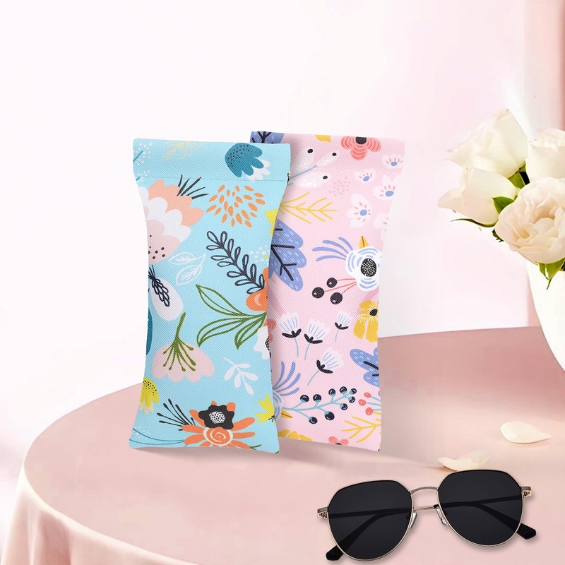 Qianyu 2 Pack Glasses Eyeglass Sunglasses Case Pouch Portable Squeeze