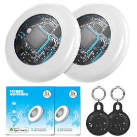 2 PCS Locator Tag Bluetooth Tracker, GPS Item Finders Tracking Device Work with Apple Find My (iOS Only), Item Finder for Keys, Wallet, Luggage, Pet, Comes with 2 Protective Silicone Keychains