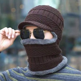 Men's Brimmed Fleece Balaclava: 5-in-1 Hat, Mask, Earmuffs, Neck Warmer, Face Cover Brimmed Balaclava Gray 3ea