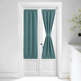 NICETOWN Greyish Blue French Door Curtains - Front Door Shades for Small Window, Privacy Shades for Sidelight Curtains, Thermal Insulated Side Window Covering, W25 X L64, 1 Panel