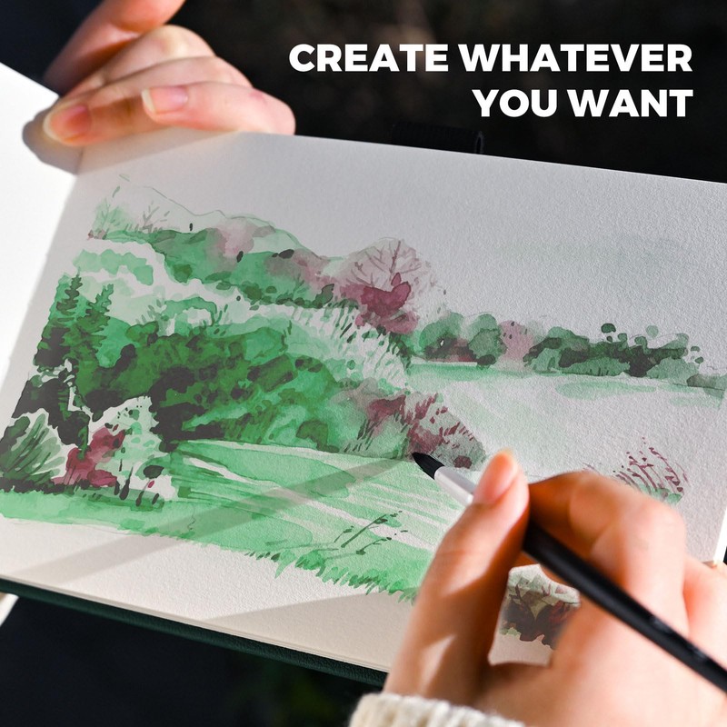 Funto Watercolor Journal, 8.5x5.5", 2 Pack, 48 Pages Each, Green