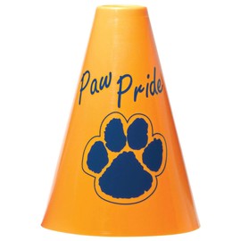 Anderson's, Yellow and Blue Paw Megaphones, 7 Inches, Set of 50, School Colors, School Mascot, Fan Gear, Noisemakers, Cheerleader Accessories, Team Spirit