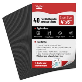 Mr. Pen- Adhesive Magnetic Sheets, 4" x 6", 40 Pack, Magnetic Sheets with Adhesive Backing, Magnetic Sheets, Flexible Magnetic Sheet, Picture Magnets, Cuttable Magnetic Sheets