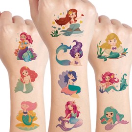UVUXO Mermaid Temporary Tattoo for Girls - 86 Styles Mermaid Temporary for Girls Arm Shoulder Cute Tattoos Stickers, Birthday Party Supplies Gifts for Girls