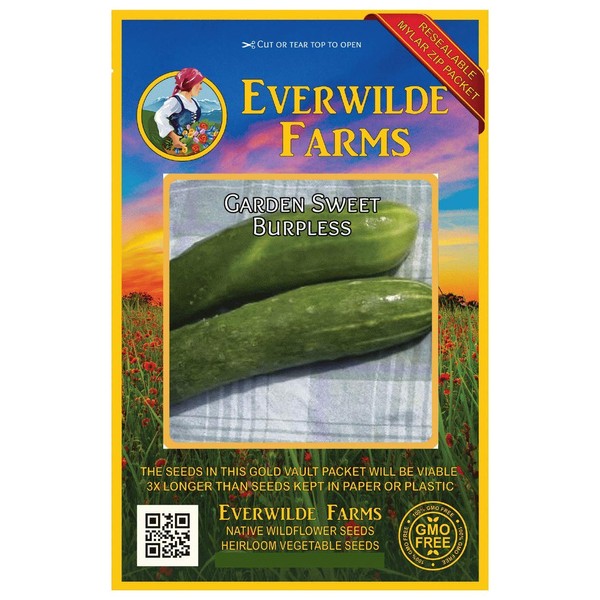 Everwilde Farms - 1 Oz Garden Sweet Burpless Cucumber Seeds - Gold Vault