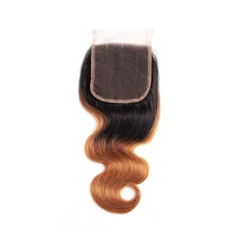 1B/30 Closure Ombre Lace Closure Brazilian Virgin Hair Body Wave Long 20 Inch Honey Blonde Closure Only Pre Plucked With Baby Hair Transparent Lace 4X4 Free Part