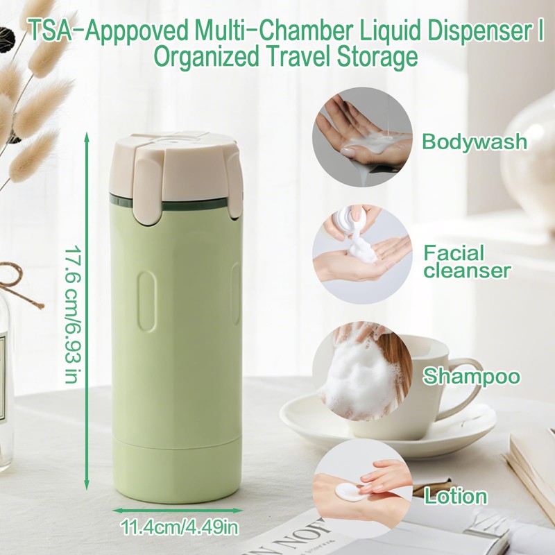 4 in 1 Travel Dispenser Bottle Set, Leakproof TSA Travel