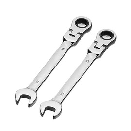 Aoktorkit 2Pcs Metric Tool Flex-Head Ratcheting Wrench Set 13MM,Professional Chrome Vanadium Ratchet Spanner Set Steel 72 Teeth 12 Point for DIY,Pipeline,Bicycle Repair and Home Maintance
