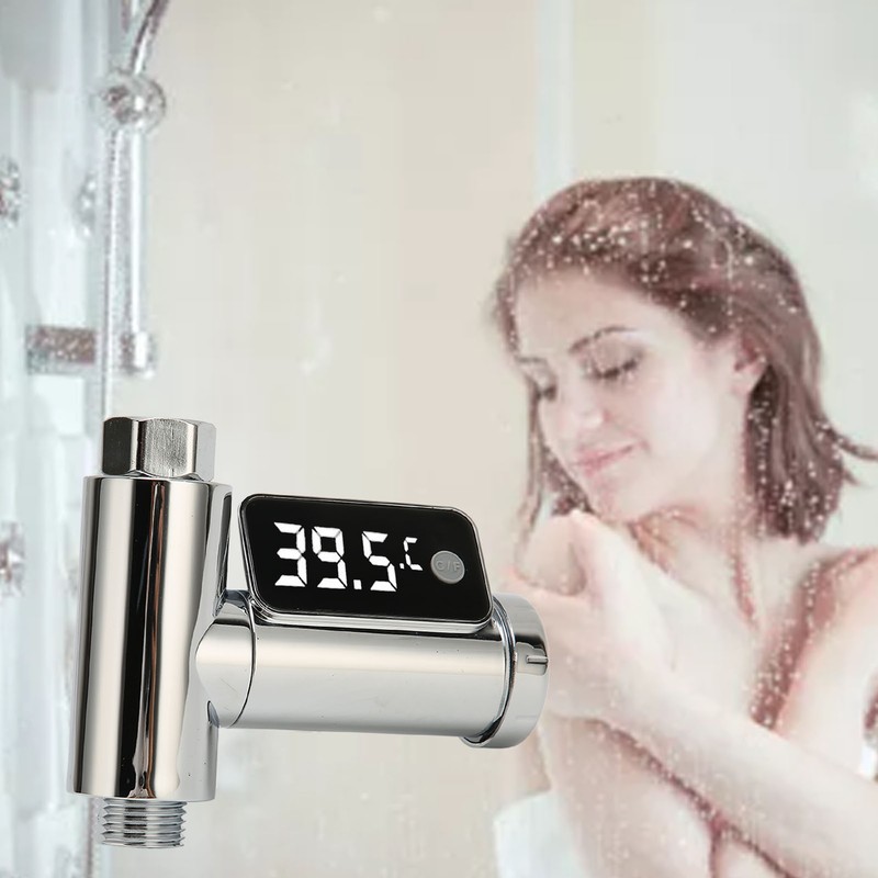 LED Display Water Shower Thermometer Rotatable Screen Waterproof Easy to