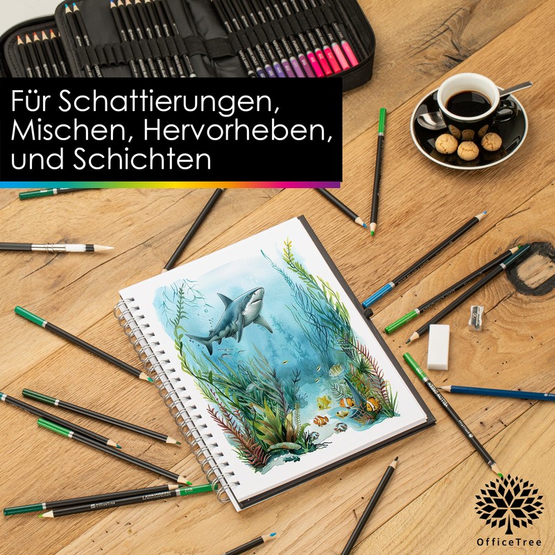 OfficeTree 72 Colouring Pencils Set - Professional Colouring Pencils for