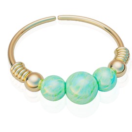 Gold cartilage earring Opal – 14K Gold Filled Helix Piercing Ring For Woman – 24G 8mm Ring 3mm + 2x 2mm Green Opal – Cute GIFT For Birthday Mother's Day anniversary