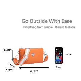 Kitise Ladies Front Bee Vegan Leather Small Shoulder Handbag Crossbody Messenger Bag for Women With Large Wide Strap-R BLUE