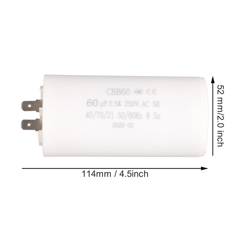 CBB60 60uF 50/60HZ AC250V Cylinder Shaped Run Round Capacitor CBB60