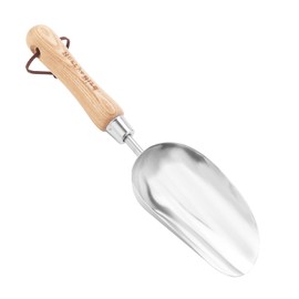 Garden Loose Soil Scoop , Stainless Steel Hand Shovel Spade with Wood Handle Multi Function Gardening Trowel Spoons for Transplanting, Digging, Planting, Cultivation
