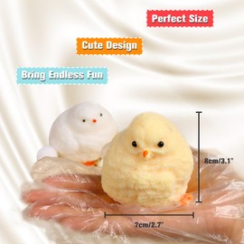 VZZNN 2 Pack Chick Silicone Squeeze Toys Super Soft Pinch Family Cute Sensory Toy for Stress Relief (Yellow, White)