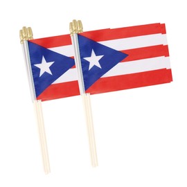 Lebei Puerto Rico Flag Mini Small Puerto Rican Handheld Stick Flags 4x6 Inch 12 Pack