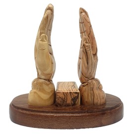 ZULUF Handcrafted Olive Wood Praying Hands Bible Stand – 7.4” Hand-Carved Book Holder from Bethlehem – Elegant Christian Home Décor & Gift​