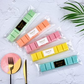 Fimary 100 Pcs Knafeh Pistachio Chocolate Wrappers with 100 Pcs Thank You Stickers - 2.8 x 9.4 Inch Candy Packaging - Self Adhesive Small Plastic Wax Melt Snap Bar Bags