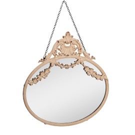 Creative Co-Op Vintage Pewter Framed Wall Mirror with Decorative Chain, Cream