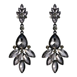 EVER FAITH Crystal Earrings Crystal Flowers Leaf Cluster Earrings for Women Clear Silver Tone, Crystal, No information