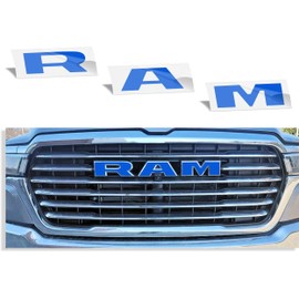 RAM Grille Emblem Overlay Decal Stickers 2025 Ram 1500 (Color: Reflective Medium Blue)
