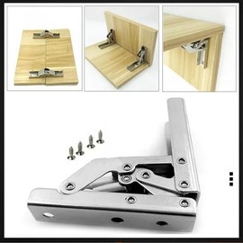 2 Pcs 90°Folding Shelf Hinges,Steel Hinges for Wood Soft Close Hidden Cupboard Hinges,Silver