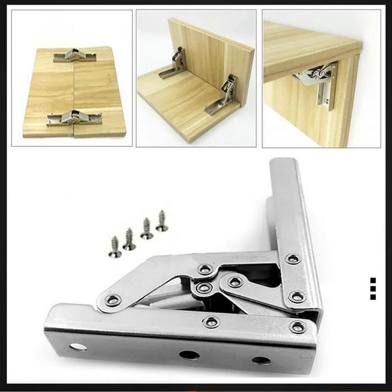2 Pcs 90°Folding Shelf Hinges,Steel Hinges for Wood Soft Close