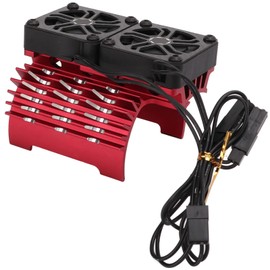 RC Dual Fan Motor Heatsink, Heat Dissipation Brushless Motor Cooling Dual Fan for 1/5 8.4V 16000RPM RC Car (Red)