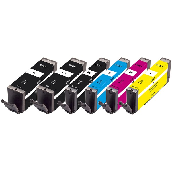 Peach C580/581 Ink Cartridges 2x Black / PBK / C