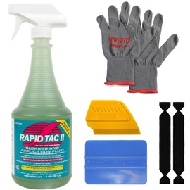Rapid Tac II 32 oz Vinyl Application Fluid for Bubble-Free Graphics Installation, Ideal for Time-Sensitive Projects and Challenging Environments w/Blue Squeegee, 2 Felts, Gloves and Yellow Detailer