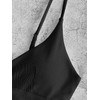 ZAFUL Women's V Neck Tankini Top Ribbed Adjustable Spaghetti Straps