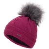 Faera Winter Warm Lined Faux Fur Bobble Hat Fleece Lining