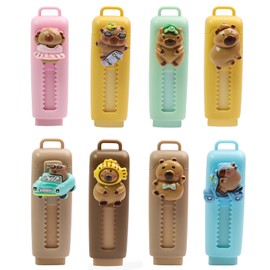 Capybara Retractable Eraser for Children, 8 Colours, Funny Eraser, Capybara Eraser, Cute Capybara Stationery Set for Capybara Lovers, School Party Bags, Children's Birthday Party, Pack of 8