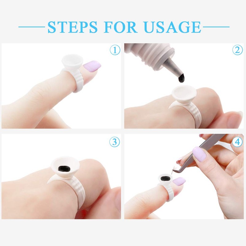 Glue Ring 400 Pieces Eyelash Extension Glue Holder Artificial Eyelashes