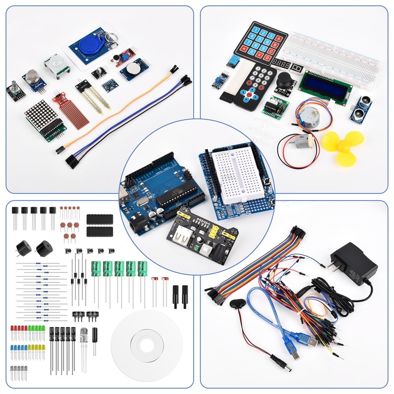 OCCULO Kit de Componentes Electronicos, Protoboard, Kit de Electronica con
