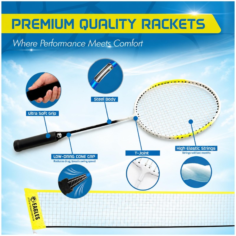 Complete Portable Badminton Set Large - Quick & Easy Setup