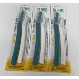 GiGi 3 Sets Of GIGI FACE & BROW RAZOR DUO Colors : Green & White NEW & SEALED J77