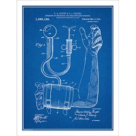 1914 Sphygmomanometer Blood Pressure Apparatus Patent Print Art Poster UNFRAMED Blueprint 18" X 24"