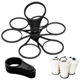 Pack of 2 Drink Holders with Handle - Drink Holder for 6 Cups, Festival Cup Holder, Foldable Drink Holder, Reusable for Festivals, Sports Events and Concerts (Black)