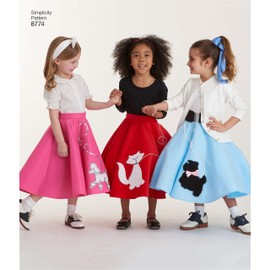 Simplicity 8774 Girl's 1950's Vintage Rockabilly Poodle Skirt Sewing Pattern, Sizes 3-6