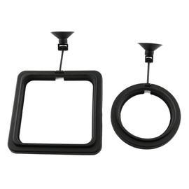 E-outstanding 2pcs Fish Feeding Ring Tropical Fish Food Ring Aquarium Fish Tank Accessories Water Plant Buoyancy Suction Cup (1 x Round Shape and 1 x Square Shape), Black
