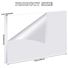 Roowest 1 Pcs 24 x 48 Inch, 1/4 Inch Thick Clear Acrylic Plexiglass Sheets Transparent Plastic Panels Sheets Cut to Size Cast Acrylic Board Panel with Protective Film for Craft DIY Project Sign Frame