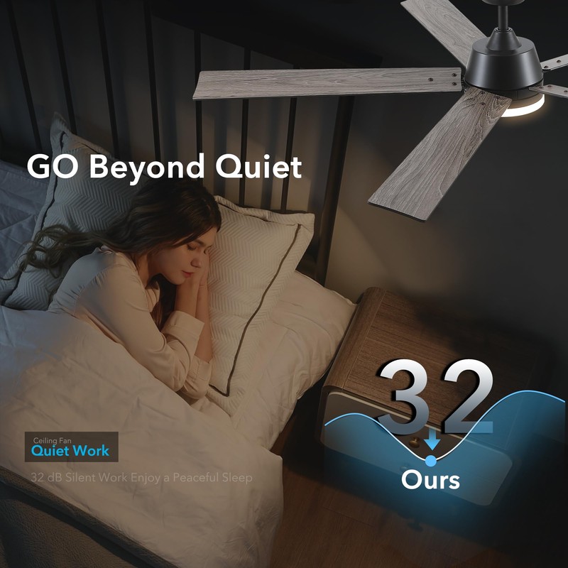 60 Inch Ceiling Fans with Lights and Remote, 6 Speed