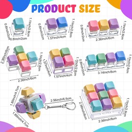 RoundFunny 12 Pcs Keyboard Fidget Toy Fidget Clicker Keyboard Keychain Decompression Toys Button Stress Relief Gifts for Adults and Kids Office Pass Time (Classic)