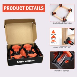 60/90/120 Multi Degree Corner Clamps for Woodworking Adjustable Angle Positioning Woodworking Tools for Square Frames Carson Clamp,Adjustable Spring Loaded Angle Clamp