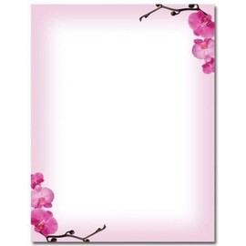 Pink Orchids Letterhead - 100 Sheets