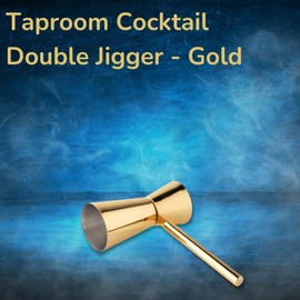Gold Stainless Steel Cocktail Double Jigger - Professional Bartender Tool, Efficient Sturdy Handle. 30ml/60ml Measure Ideal for Home & Professional Bar Use, Durable & Efficient. 5 Year Guarantee.